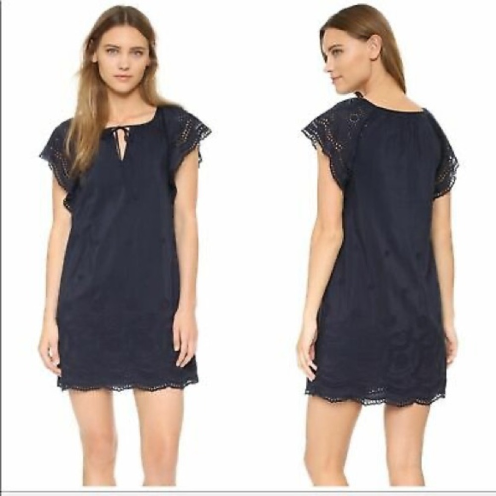 MADEWELL Navy Embroidered Eyelet Moontide Dress Size XXS